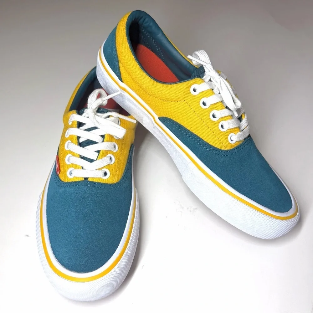 Vans Men's Era Pro Prime Atlantic Green Yellow Canvas Suede shoes Size- 7.5